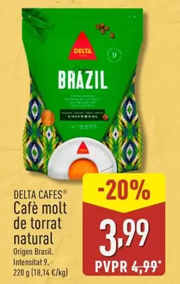 Oferta de Delta Cafes - Café Molt De Torrat Natural por 3,99€ en ALDI