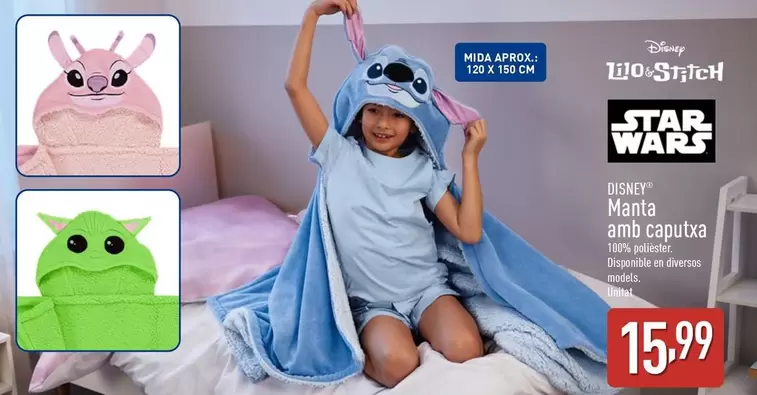 Oferta de Disney - Manta Amb Caputxa por 15,99€ en ALDI