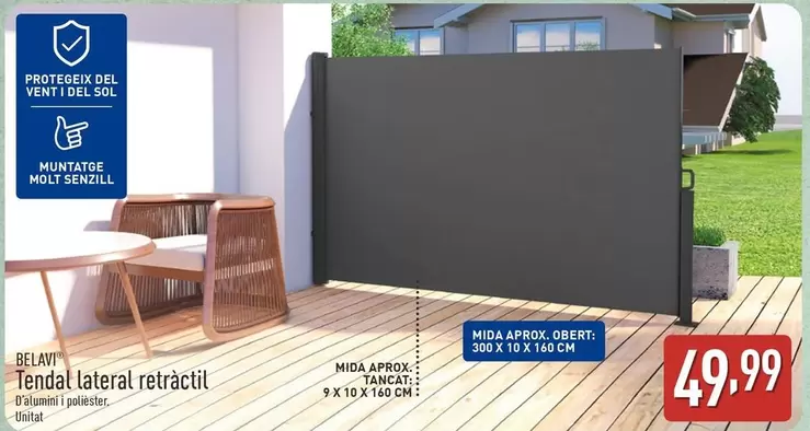 Oferta de Belavi - Tendal Lateral Retráctil  por 49,99€ en ALDI