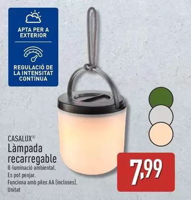 Oferta de Casalux - Lampada Recarregable por 7,99€ en ALDI