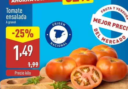 Oferta de Tomate Ensalada por 1,49€ en ALDI