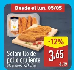 Oferta de Solomillo De Pollo Crujiente por 3,65€ en ALDI