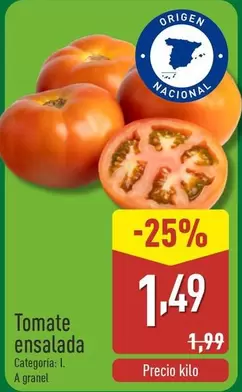 Oferta de Tomate Ensalada por 1,49€ en ALDI