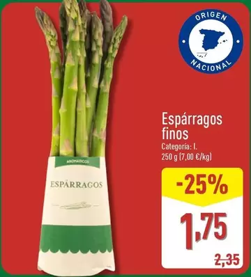 Oferta de Esparragos Finos por 1,75€ en ALDI
