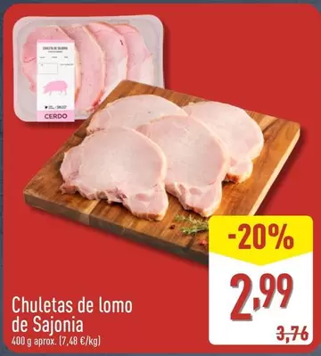 Oferta de Chuletas De Lomo De Sajonia por 2,99€ en ALDI