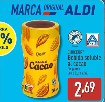 Oferta de Choceur - Bebida Soluble Al Cacao por 2,69€ en ALDI