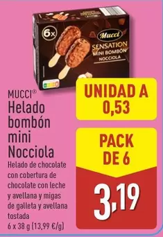 Oferta de Mucci - Helado Bombón Mini Nocciola por 3,19€ en ALDI