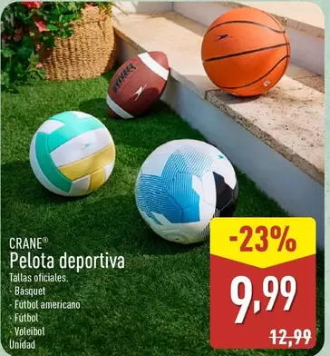 Oferta de Crane - Pelota Deportiva por 9,99€ en ALDI
