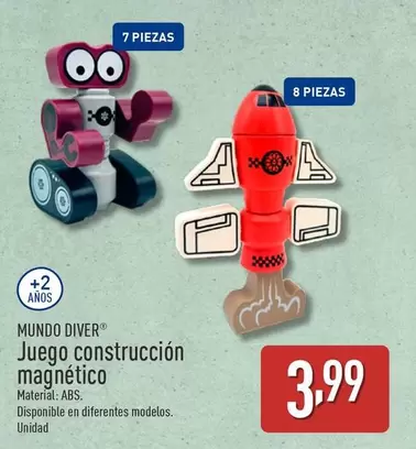 Oferta de Mundo Diver - Juego Construccion Magnetico por 3,99€ en ALDI