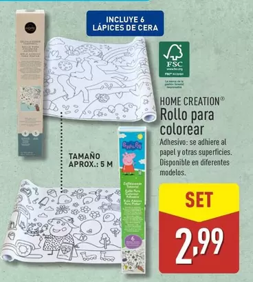 Oferta de Home Creation - Rollo Para Colorear por 2,99€ en ALDI