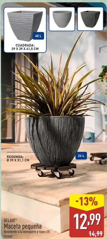 Oferta de Belavi - Maceta Pequeña  por 12,99€ en ALDI