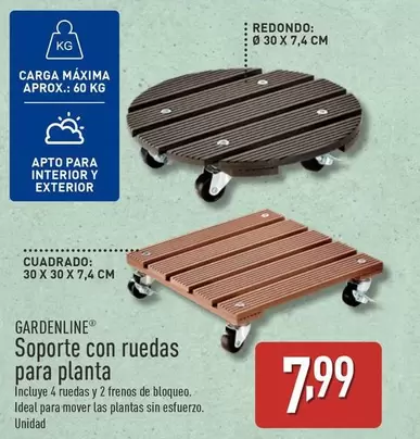 Oferta de Gardenline - Soporte Con Ruedas Para Planta por 7,99€ en ALDI