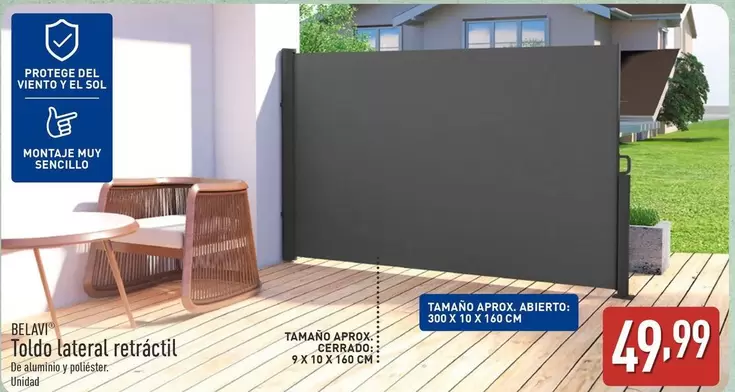 Oferta de Belavi - Toldo Lateral Retráctil por 49,99€ en ALDI