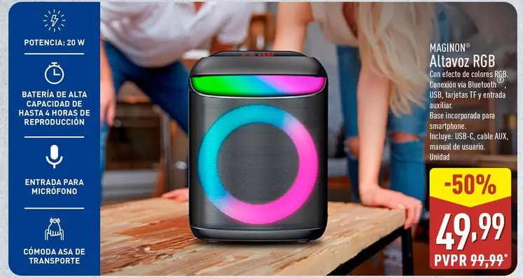Oferta de Maginon - Altavoz RGB por 49,99€ en ALDI