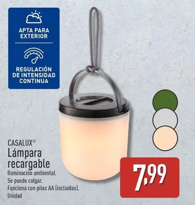 Oferta de Casalux - Lámpara Recargable por 7,99€ en ALDI