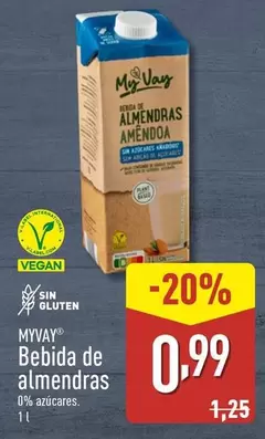Oferta de Myvay - Bebida De Almendras por 0,99€ en ALDI