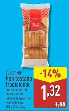 Oferta de El Horno - Pan Tostado Tradicional por 1,32€ en ALDI