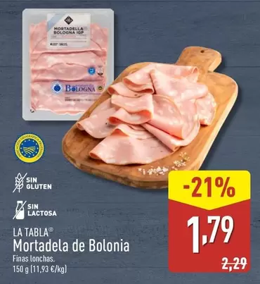 Oferta de La Tabla - Mortadela De Bolonia por 1,79€ en ALDI