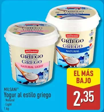 Oferta de Milsani - Yogur Al Estilo Griego por 2,35€ en ALDI