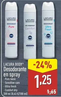 Oferta de Lacura - Body Desodorante En Spray por 1,25€ en ALDI