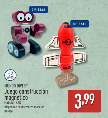 Oferta de Mundo Diver - Juego Construccion Magnetico por 3,99€ en ALDI