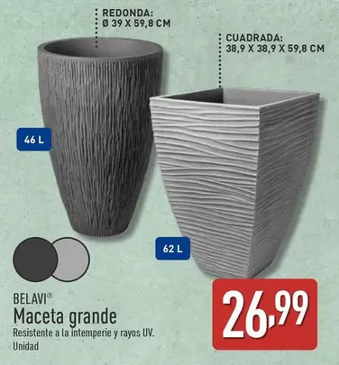 Oferta de Belavi - Maceta Grande por 26,99€ en ALDI