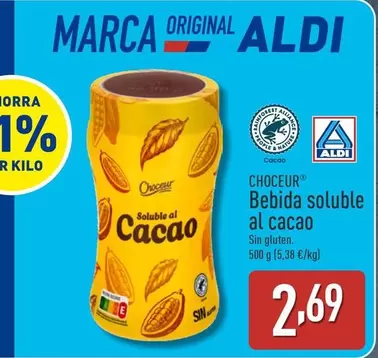 Oferta de Choceur - Bebida Soluble Al Cacao por 2,69€ en ALDI