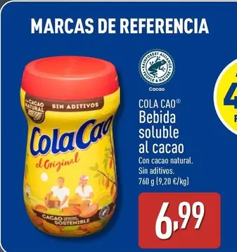 Oferta de Cola Cao - Bebida Soluble Al Cacao por 6,99€ en ALDI
