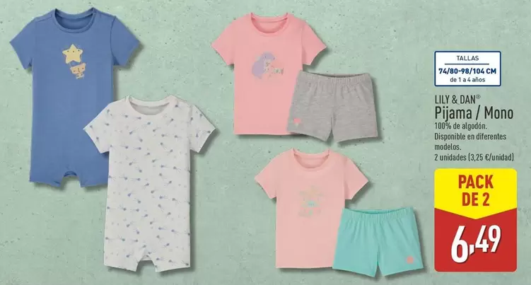 Oferta de Lily & Dan - Pijama / Mono  por 6,49€ en ALDI