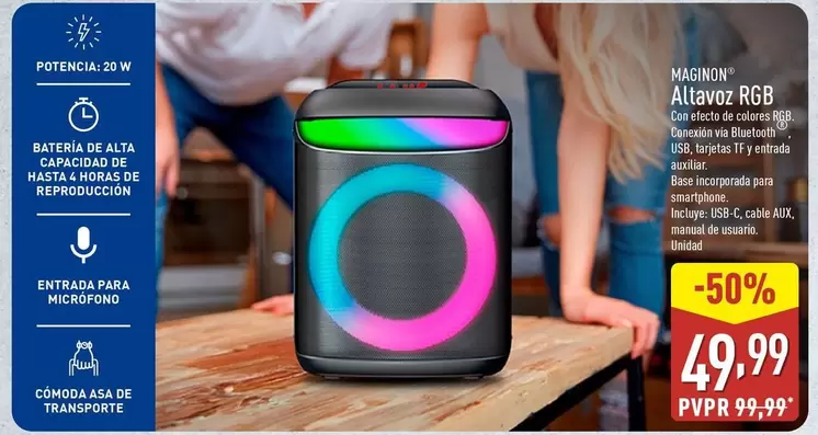 Oferta de Maginon - Altavoz RGB por 49,99€ en ALDI