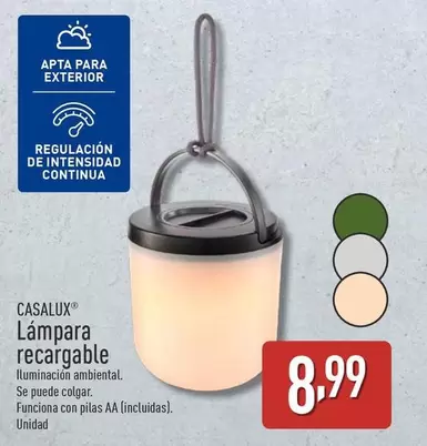 Oferta de Casalux - Lampara Recargable por 8,99€ en ALDI