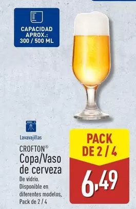 Oferta de Crofton - Copa/Vaso De Cerveza por 6,49€ en ALDI