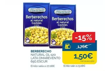 Oferta de Berberechos Al Natural Cockles por 1,5€ en Supermercados La Despensa