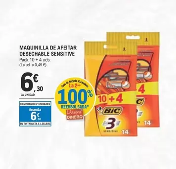 Oferta de BIC - Maquinilla De Afeitar Desechable Sensitive por 6,3€ en E.Leclerc