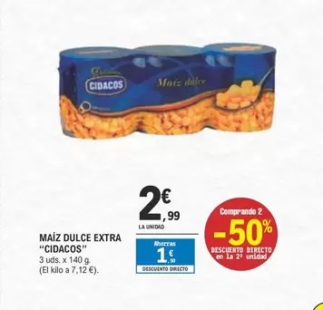 Oferta de Cidacos - Maiz Dulce Extra por 2,99€ en E.Leclerc