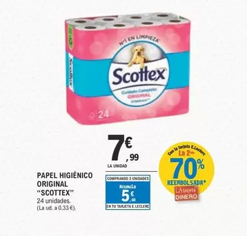 Oferta de Scottex - Papel Higiénico Original por 7,99€ en E.Leclerc