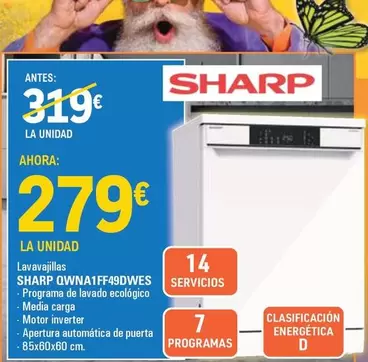 Oferta de Sharp - Lavavajillas por 279€ en E.Leclerc