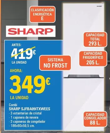 Oferta de Sharp - Combi Sjfb A09txwees por 349€ en E.Leclerc