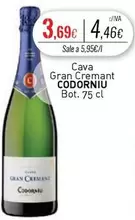 Oferta de Codorniu - Cava Gran Cremant por 4,46€ en Cuevas Cash