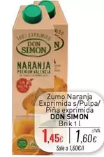 Oferta de Don Simón - Zumo Naranja Exprimida S/pulpa/ Pina Exprimida por 1,45€ en Cuevas Cash