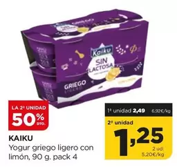 Oferta de Kaiku - Yogur Griego Ligero Con Limon por 2,49€ en Alimerka