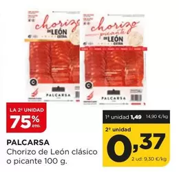 Oferta de Palcarsa - Chorizo De Leon Clasico O Picante por 1,49€ en Alimerka
