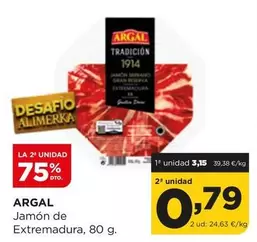 Oferta de Argal - Jamon De Extremadura por 3,15€ en Alimerka