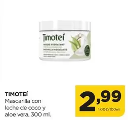 Oferta de Mascarilla Con Leche De Coco Y Aloe Vera por 2,99€ en Alimerka