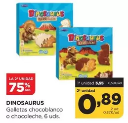 Oferta de Dinosaurios - Dinosaurus Galletas Chocoblanco O Chocoleche por 3,55€ en Alimerka