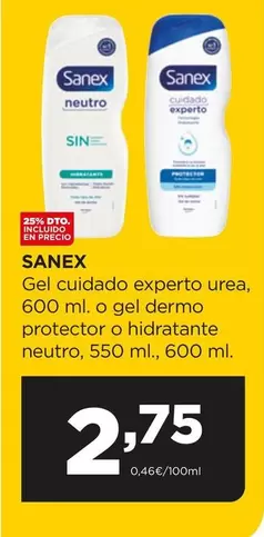 Oferta de Sanex - Gel Cuidado Experto Urea por 2,75€ en Alimerka