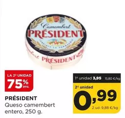 Oferta de Président - Queso Camembert Entero por 3,95€ en Alimerka
