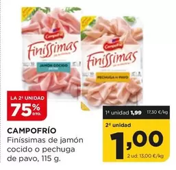 Oferta de Campofrío - Finíssimas De Jamon Cocido O Pechuga De Pavo por 1,99€ en Alimerka
