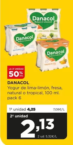 Oferta de Danacol - Yogur De Lima-limon, Fresa, Natural O Tropical por 4,25€ en Alimerka