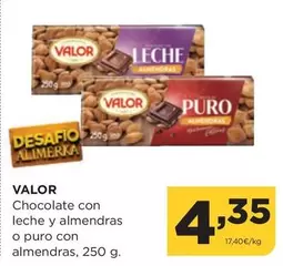 Oferta de Valor - Chocolate Con Leche Y Almendras O Puro Con Almendras por 4,35€ en Alimerka